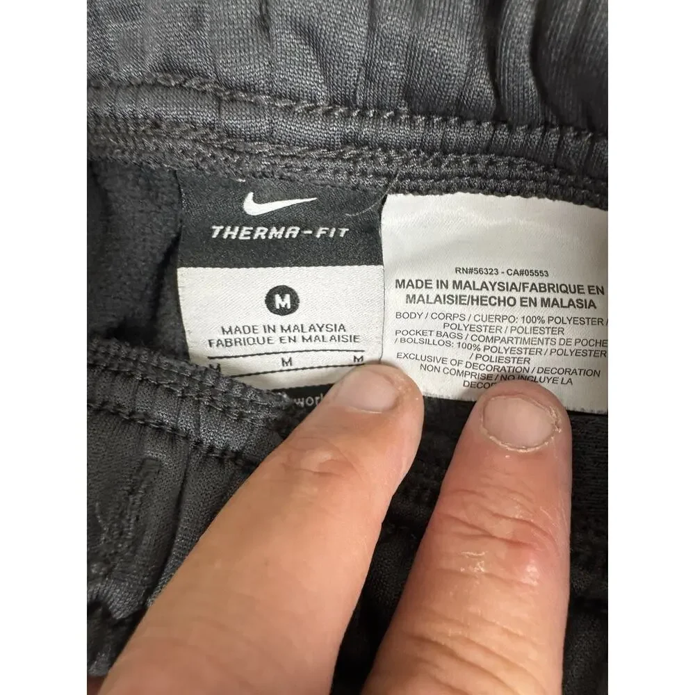 Nike Therma-FIT Boys Youth M Gray Athletic Training Sweatpants Swoosh